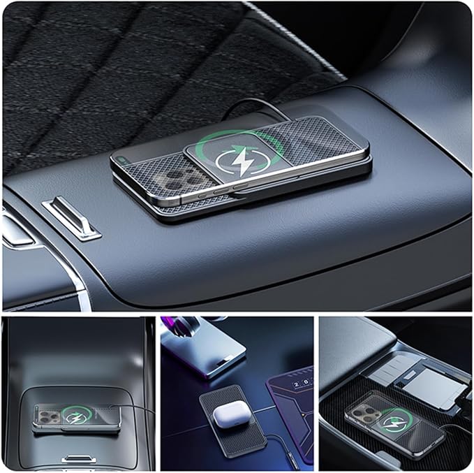 Wireless Car Charger Pad for BMW 5er F10 F11 F18 F90 G30 G31 G38, Phone Cordless Charging Mat Center Console Non-Slip 20W Fast Wireless Type-C/USB,A 30cm Cable Type-C Plug-Normal