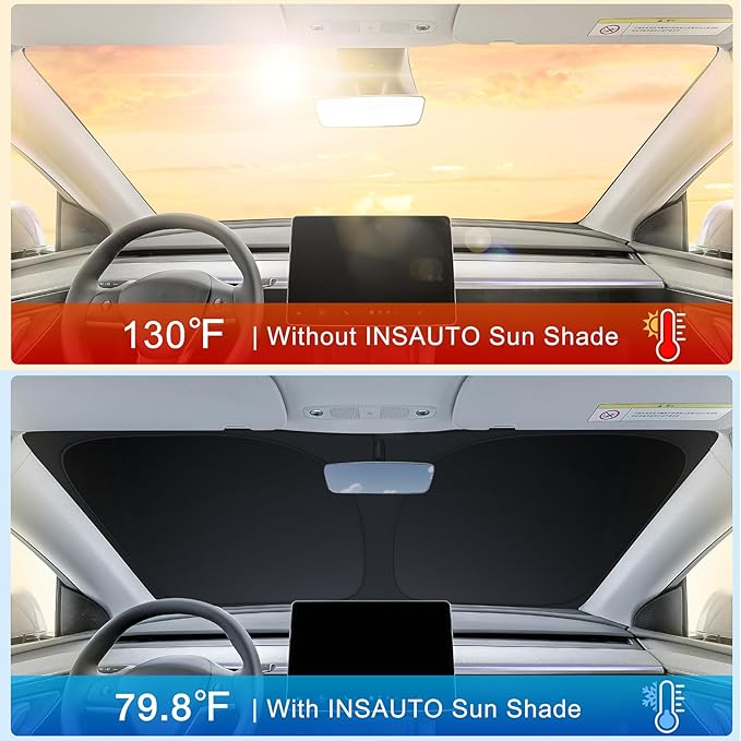 INSAUTO Custom Fit Windshield Sun Shade Accessories for Ford Expedition 2018-2025, Foldable Front Window Sunshade, UV & Heat Reflector, Keeps Interior Cool, Includes Storage Bag