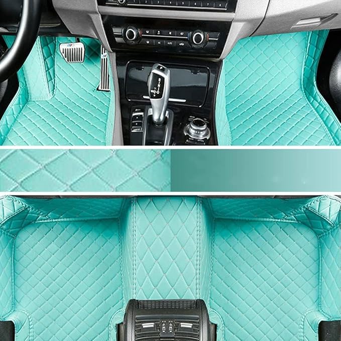 Custom Making Car Floor Mats Protection Pads for 99% Sedan/Coupe/Hatchback/SUV/Pickup Men Women Car Floor Mats Coverage Pads Anti-Slip Leather Floor Lining (Light Blue)