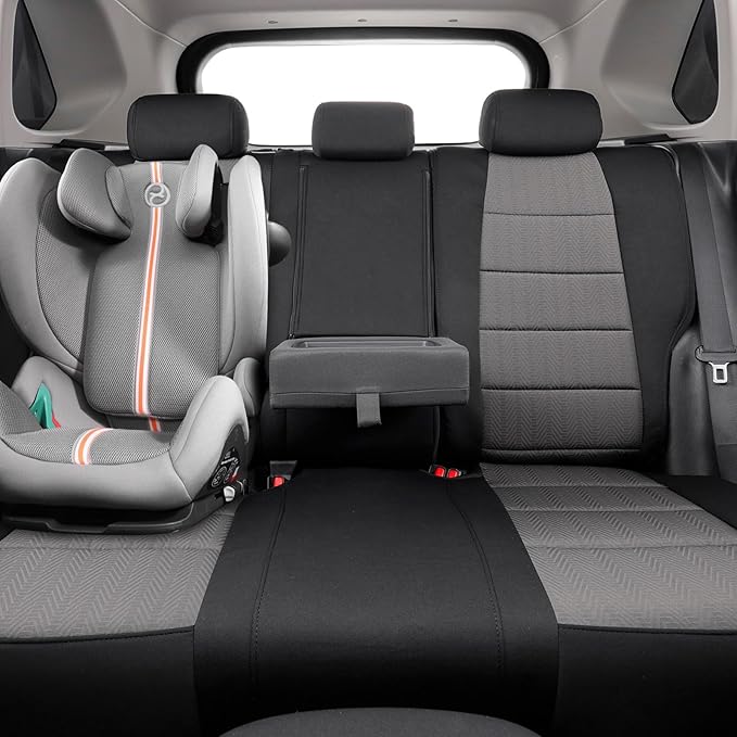 coverdream 2026 Rav4 Seat Covers Custom Fit for 2026 Toyota Rav4 Hybrid (Woodland/Limited) SUV,Full Set Polyester Car Seat Protector Black & Grey
