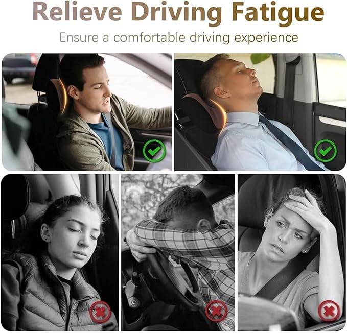 2025 Car Headrest & Lumbar Support Cushion, Car Lumbar Support Pillow and Neck Pillow Kit, Ergonomic Seat Headrest and Backseat for Neck Back Pain Relief (Gray)