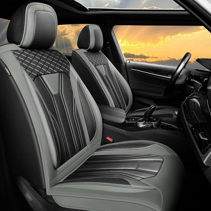 Fit CRV Car Seat Covers Premium Leather for Honda CRV cr-v 2011-2025 2026. Waterproof， Breathable, Scratch-Resistant & All-Weather Seat Cushion Protector (Full Set,Gray&Black)
