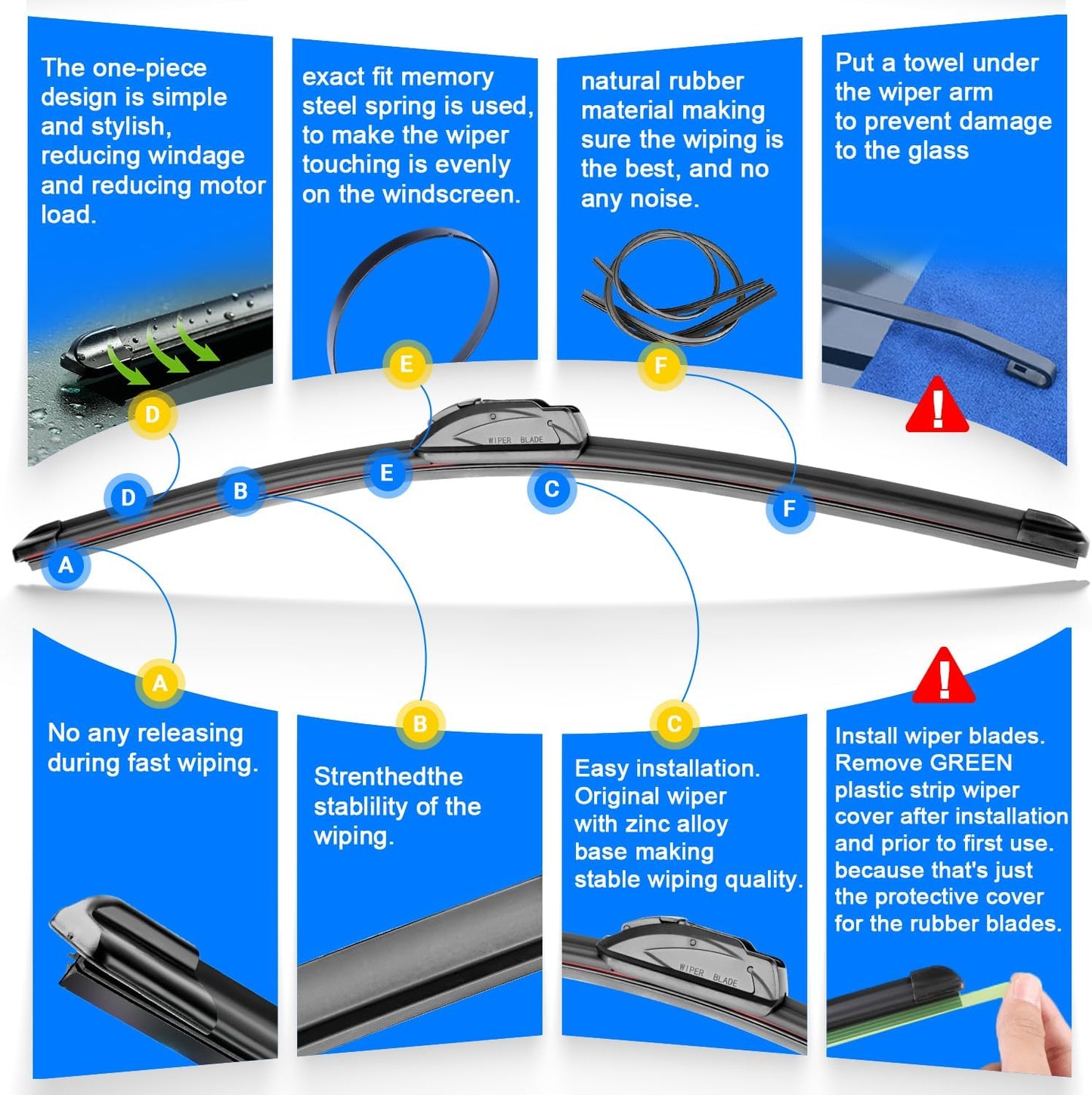 Windshield Wiper Blades Replacement for 2016 2017 Subaru Crosstrek / 2013 2014 2015 Subaru XV Crosstrek Original Factory Quality Front Rear Wipers Blade Set - 26" 16" 12" (Pack of 3)