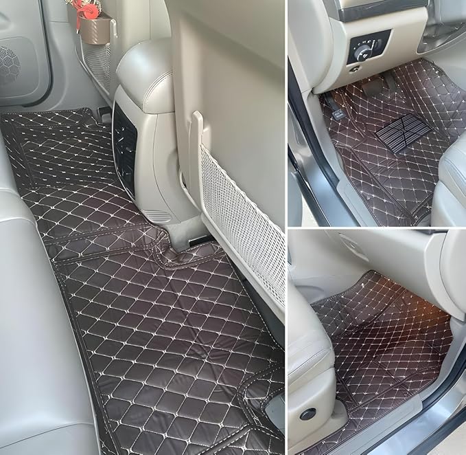 Customize Car Floor Mats for 99% Sedan SUV Sports Car All Weather Leather Full Coverage Waterproof Non-Slip Vehicle Lining Pads (Grey Black)