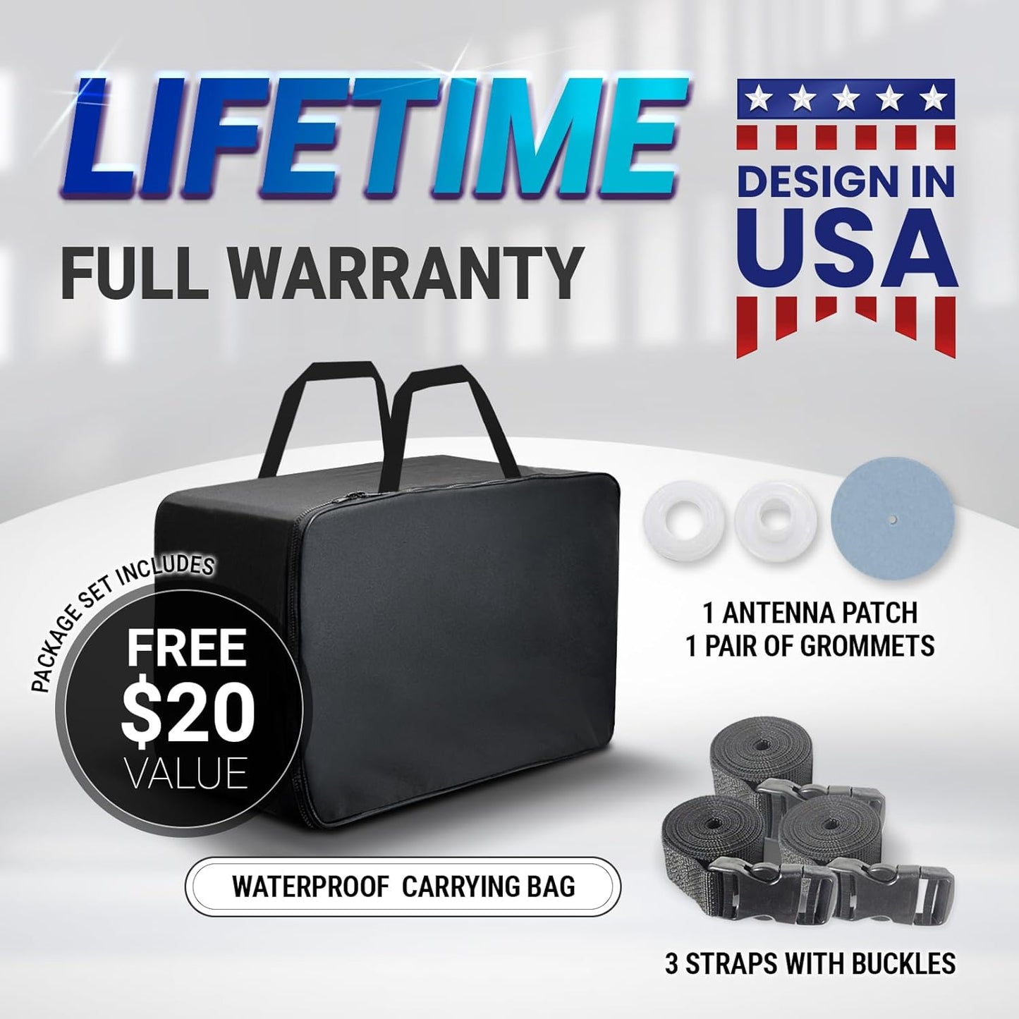 iCarCover Custom Car Cover for Pontiac Star Chief (1958-1966) Waterproof All-Weather Rain Snow UV Sun Protector Full Exterior Indoor Outdoor Car Cover (Stripe - Black/Gray)