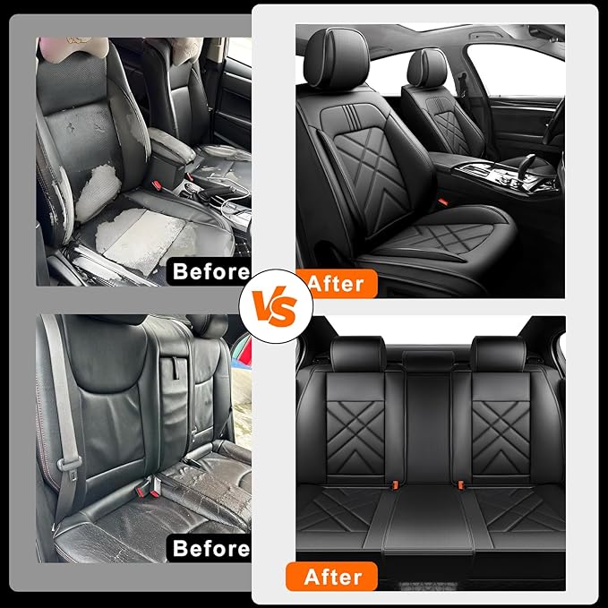 CX-50 Car Seat Covers Custom Fit for Mazda CX-50 2023-2026, Full Coverage Premium Leather Waterproof Breathable Seat Covers, Automotive Seat Protectors, Airbag Compatible(Full Set Seats, Black)