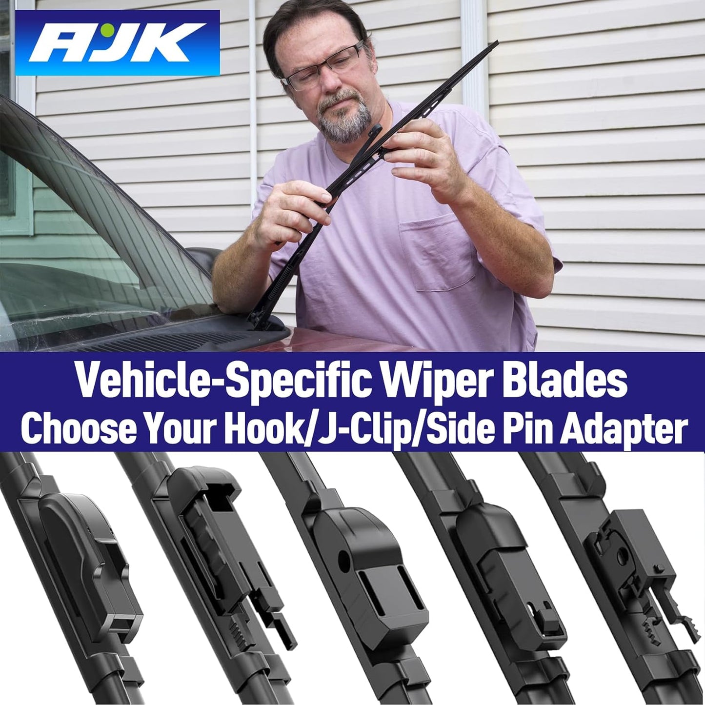 AJK Front Windshield Wiper for Jeep Gladiator 2020 2021 2022 2023 2024, Original Equipment Window Wipers Blades, Conventional, Vehicle Specific Fit, Pack of 2