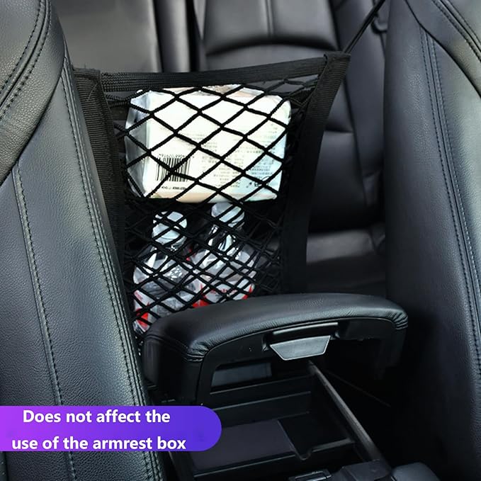 Car Mesh Organizer for Honda Ridgeline 2005-2025 YD/YK,Seat Back Net Bag,Barrier of Backseat Pet Kids,Cargo Tissue Purse Holder,Driver Storage Elastic Netting Pouch,B-Small
