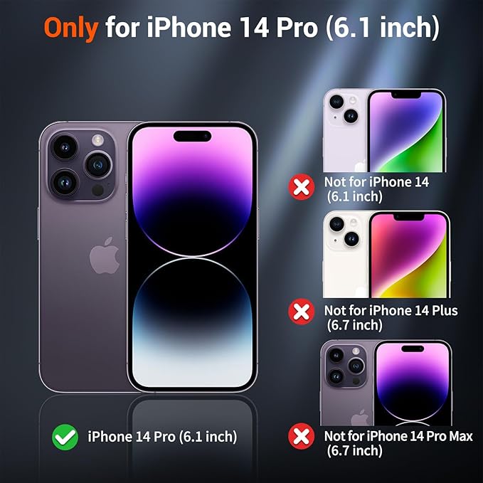 SUPFINE Magnetic for iPhone 14 Pro Case with Screen Protector (Compatible with MagSafe) (Military Grade Drop Protection) Translucent Matte Shockproof Phone Cover,Dark Blue