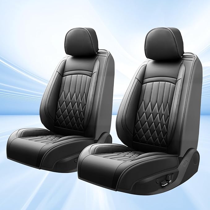 Fit TSX Car Seat Covers for Acura TSX 2003-2014 - Premium Leather, Waterproof, All-Weather, Airbag Compatible, Breathable, Easy Install, Seat Protectors, Only 2 Front seat Covers, Black