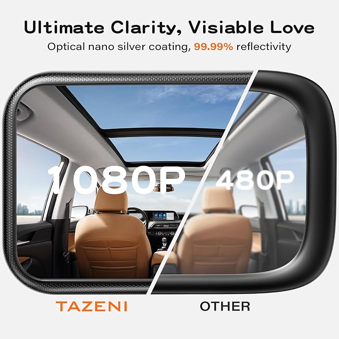 Baby Car Mirror for Baby Hook Clip Design Never Shake Baby Mirror for Car Seat Mirror Rear Facing Newborn Essentials Easy Install Back Seat Mirrors for Car ShatterProof Crash Tested Baby Shower Gifts