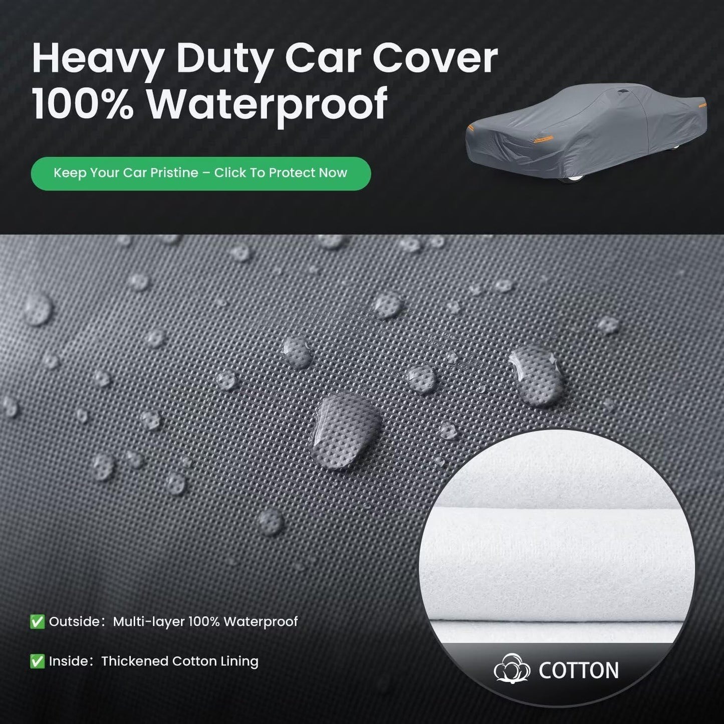 Waterproof Mercury Grand Marquis Marquis(1983-2011) Car Cover with Breathable Vents, [2025 Upgrade] Premium Covers with Cotton Liner And Zipper Door, Sun Rain Snow Dust Uv Protection.(Gift with Towel)