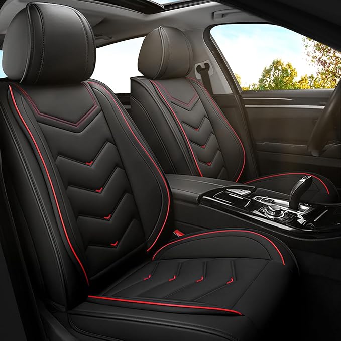 Car Seat Covers for KIA Sedona 2003-2021, Premium Nappa Leather Car Seat Cover, Stylish Sport Seat Covers， Automobile Seat Cover Sets.(Standard 2 Seats/Black)