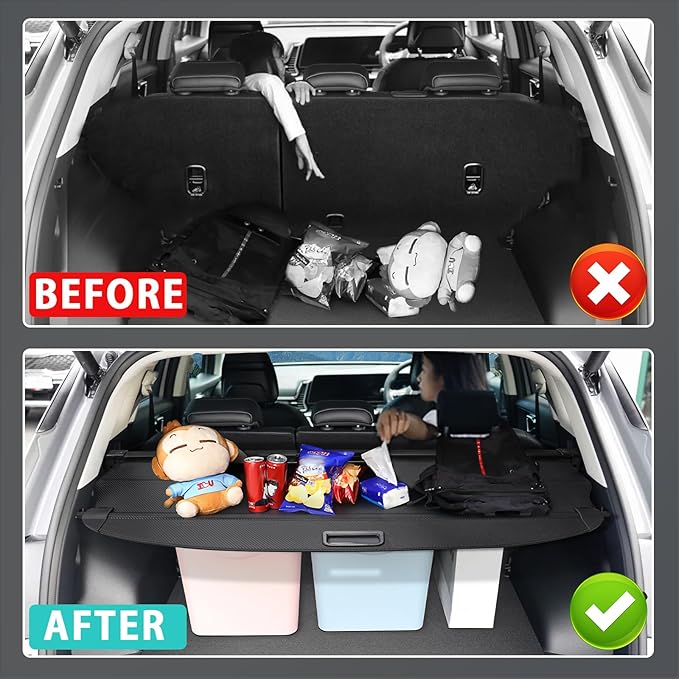 Cargo Cover for Audi Q5 SQ5 2024-2018 (Not for Q5/SQ5 Sportback and All New Q5/SQ5) Retractable Trunk Cover Security Shielding Shade Cargo Luggage Cover Trunk Privacy Protection
