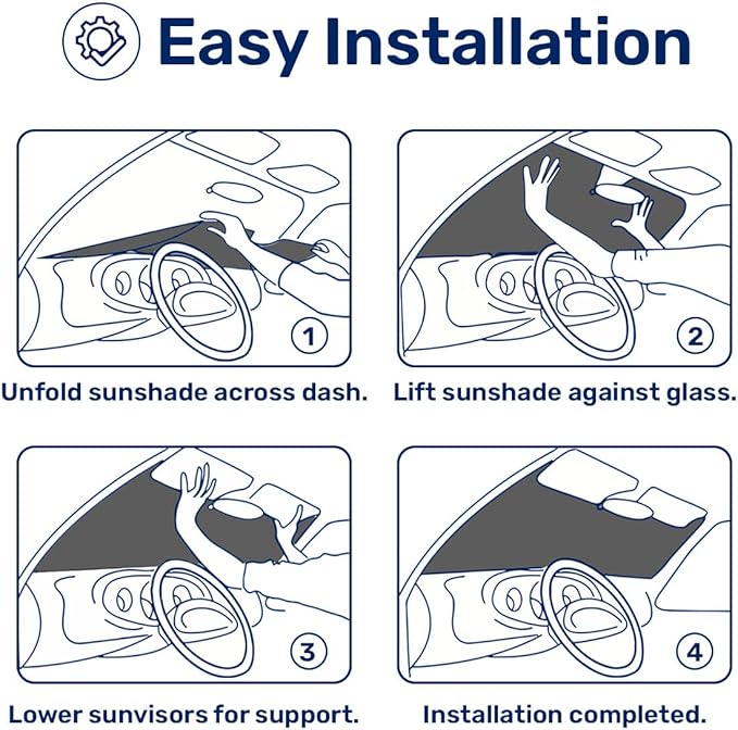 GENANY Balck Windshield Sun Shade for Electric Vehicle (59x37 Inches), Sun Shade Windshield, Shades for Front Windows, Sunshade for Car Windshield, Xmas Auto Gift, Car Decor