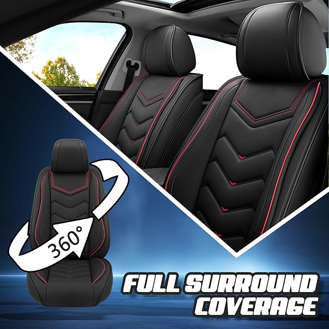 Car Seat Covers for Hyundai Sonata 2002-2026, Premium Nappa Leather Car Seat Cover, Stylish Sport Seat Covers， Automobile Seat Cover Sets.(Standard 5 Seats/Black)