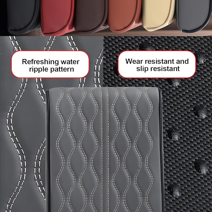Car Center Console Cover, Leather Waterproof Vehicle Armrest Box Pad, Memory Cotton Comfortable Automotive Interior Seat Box Cushion Protector Accessories, Universal for Most Cars (Black)