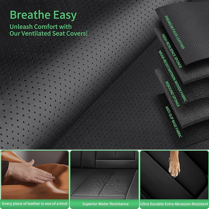 Fit Palisade Car Seat Covers for Hyundai Palisade 2000-2025 2026 -Upgraded Premium Waterproof & Breathable Leather,Airbag Compatible,All-Weather Seat Cushion Protector,Full Set,Black-Grey