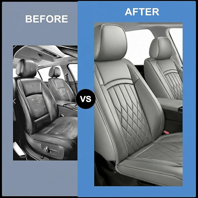 Fit RDX Car Seat Covers for Acura RDX 2010-2026 - Premium Leather, Waterproof, All-Weather, Airbag Compatible, Breathable, Easy Install, Seat Protectors, Only 2 Front seat Covers, Gray