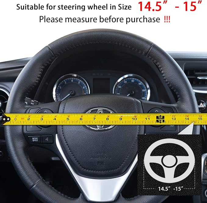 Suede Steering Wheel Cover,Compatible with Hyundai Elantra Tucson Sonata Accent Genesis Santa Veloster SuedeSport Non-Slip Wheel Cover Car Interior Accessories 15 inch for Man and Women