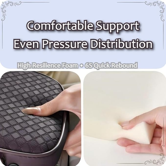 2026 Upgraded Car Center Console Cushion with 30w USB& Type-C Charging Ports, Leather Car Armrest Pad Cover, Interior Accessories for Most Vehicles (Ergonomic Sloped Version, Grey)