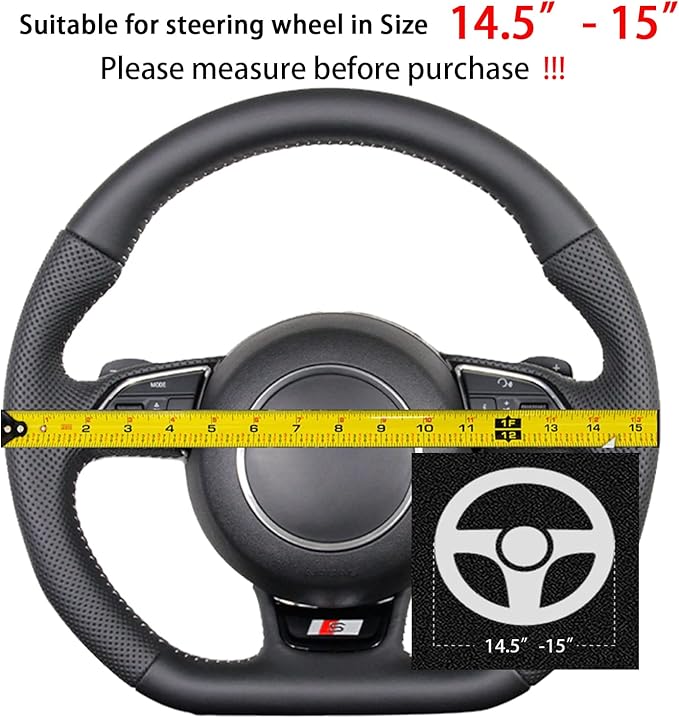 Suede D Shape Steering Wheel Cover,Compatible with Subaru WRX Suede Leather Sport Non-Slip Wheel Cover Car Interior Accessories 15 inch for Man and Women