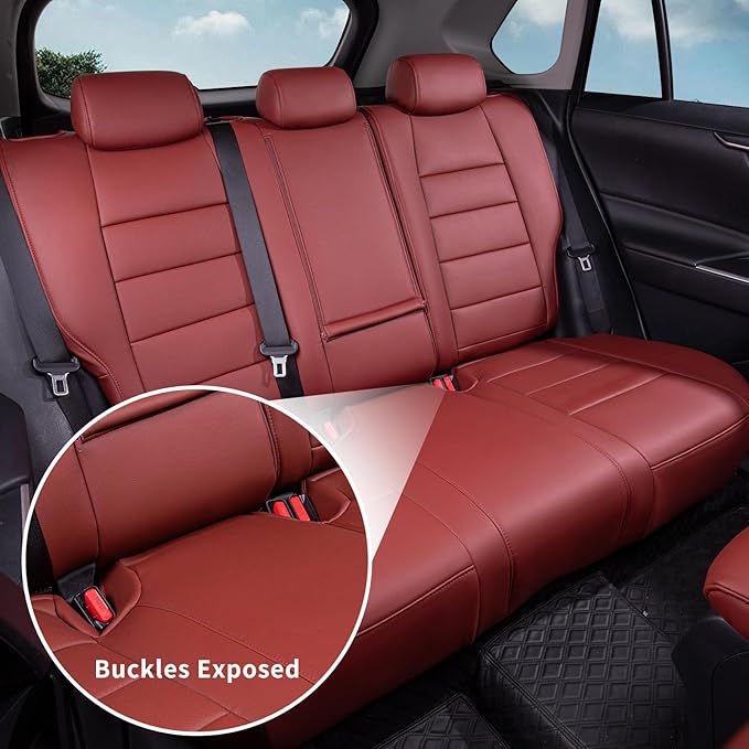 coverdream Rav4 Seat Covers Custom Fit for Toyota Rav4 2013-2018 XLE/Platinum/Limited/SE SUV,Fully Covered,Waterproof Leather Car Seat Protector(Full Set,Wine Red)