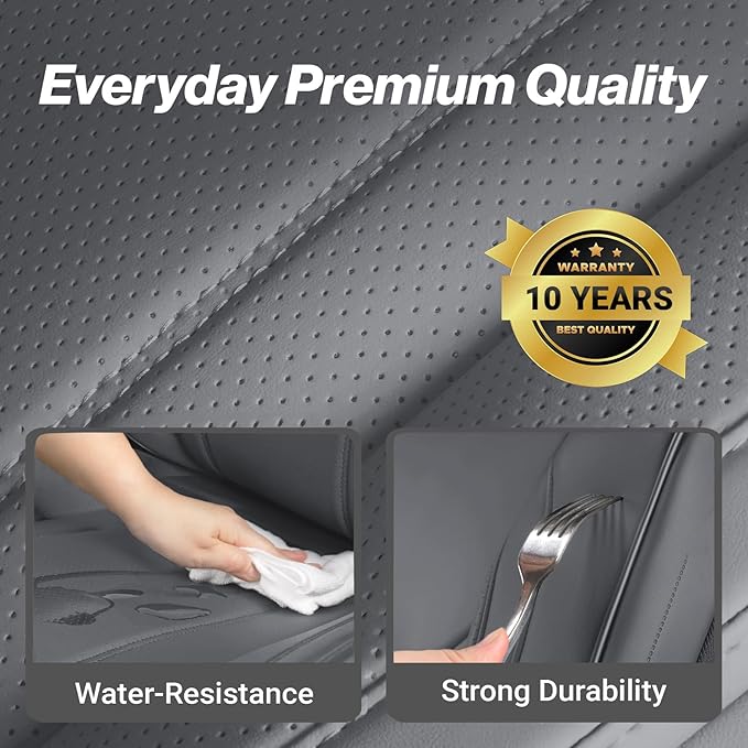 Coverland Custom Fit Car Seat Covers for SUV Compatible with [2006-2015 Toyota RAV4] Premium Car Seat Cover Water Resistant Leather Non-Slip Interior Protector [Full Set Dark Gray - Size Chart X80]