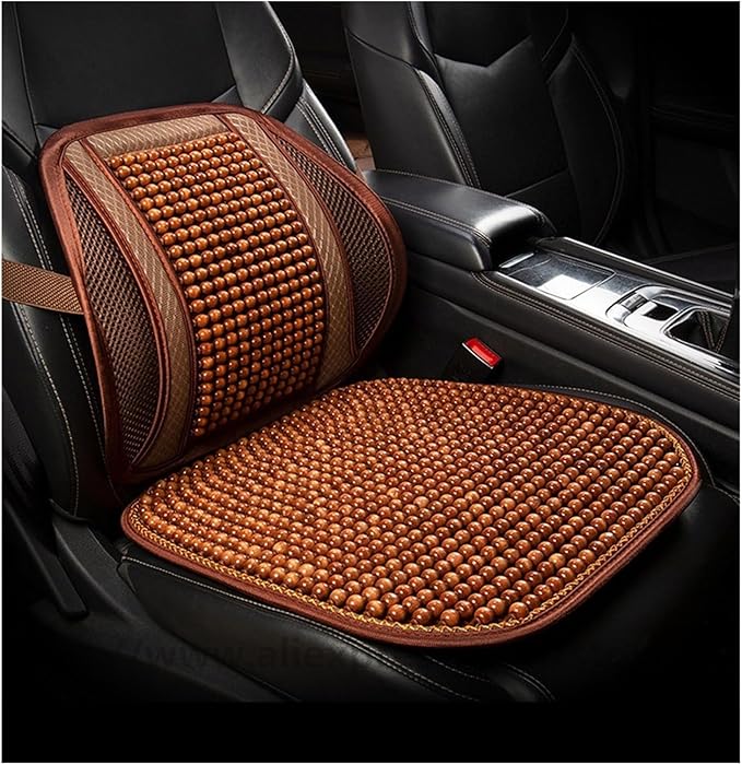 TOMSE Car Seat Chair Back Cushion for BMW X3 G01 2019 2020 2021 2022 2023 2024, Wooden Beads Ventilate Mesh Lumbar Brace Strong Durable Relieve Fatigue Summer Interior Accessories,C-Backrest