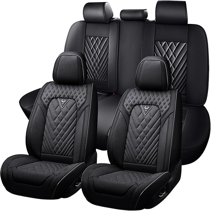 Truck Seat Covers for Toyota Tundra 2008-2026, Waterproof Premium Leather Full Coverage Car Seat Cover, Muscle Sport Style Auto Interior Seat Cover Sets (Full Set/Black)