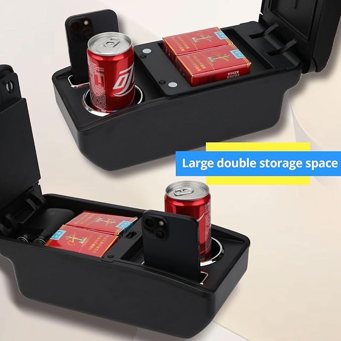 AULPHIKE Compatible with Nissan Note Armrest E-Power Center Console Organizer Armrests Double Layer Storage Space with Cup Holder