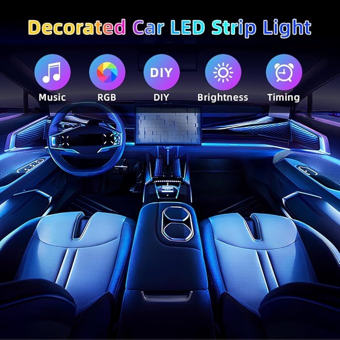 Acrylic Interior Car LED Strip Light, Dreamcolor 14-in-1 RGB Ambient Lighting with APP, 16 Million Colors 175in 600LED Music Sync Lights for Night Driving, Home, Camping & Gift Decor
