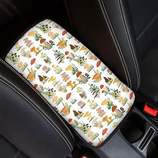 JoyLamoria Mushroom Auto Center Console Pad Cover for Women Mushroom Car Armrest Cushion Protector Universal Fit