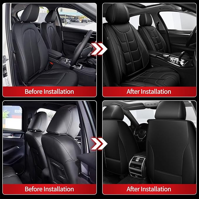TTX LIGHTING Car Seat Covers fit for Honda Civic 2003-2026 Front Seat: Premium Leather Automotive Seat Cover with Airbag Compatible Waterproof (2 Seats, Black)