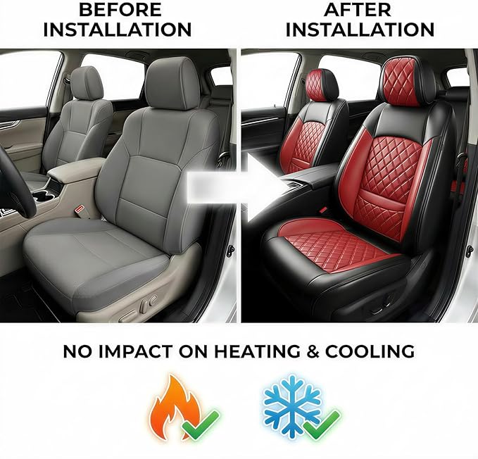 Fit for Venue Seat Covers Compatible with Hyundai Venue 2020-2026 - Waterproof Breathable Leather Automotive Seat Cushions Protector,Only 2 Front seat Covers(Red)