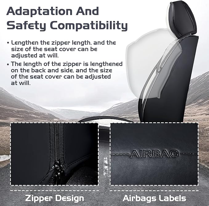 Truck Seat Covers for Toyota Tacoma 2006-2026, Waterproof Premium Leather Full Coverage Car Seat Cover, Muscle Sport Style Auto Interior Seat Cover Sets (Front Set/Black White)