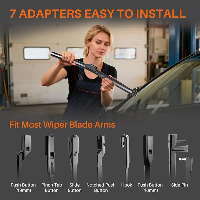 DOG TAIL Water Repellent Silicone Wiper Blades 24" 20" Set with Multiple Adapters and 2 Refills, Automotive Replacement Front Windshield Wiper Blades for My Car with Water Repellency Formula DropClear
