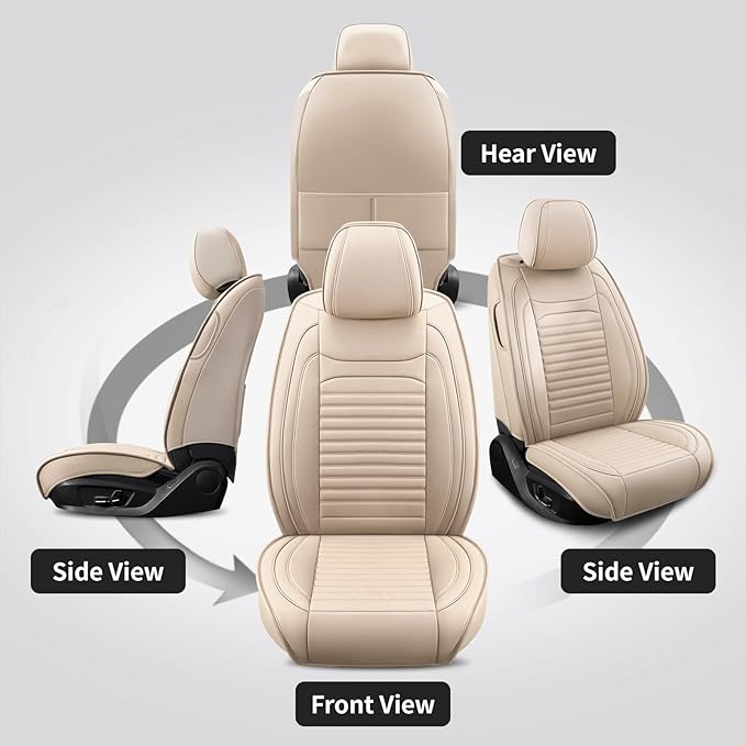 Front Seat Covers Fit for Toyota Avalon 2001-2022, Car Seat Covers Front Seats, Breathable Faux Leather Automotive Seat Covers Front Pair Anti-Slip Seat Cover(Beige, Front)