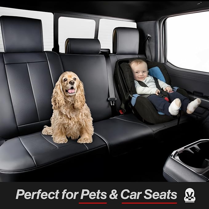 Coverland Custom Fit Car Seat Covers for SUV Compatible with [GV60, FX50, XC60, XC60 Recharge] Premium Water Resistant Leather Non-Slip Interior Protector [Full Set Black - Size Chart X54]