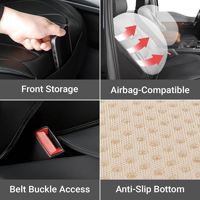 Coverland Custom Fit Car Seat Covers for SUV Compatible with [2000-2012 Nissan Pathfinder] Premium Car Seat Cover Water Resistant Leather Non-Slip Interior Protector [Full Set Black - Size Chart X83]