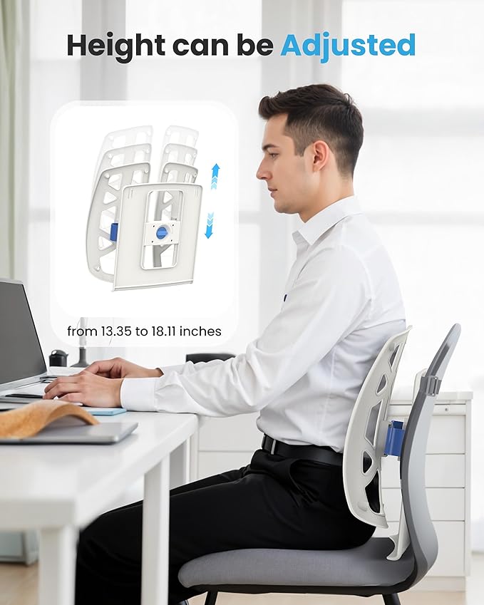 COMFIER Back Support for Office Chair, Lumbar Support with Up & Down Adjustment,Ergonomic Support Pillow for Office Chair, Gifts for Mom Dad Women Men