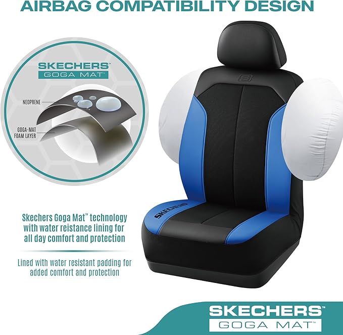 Skechers Car Seat Covers,GOGA Mat Oxford Cloth Seat Covers,Waterproof Car Seat Covers Full Sets,Automotive Universal Fit Seat Cover for Most Cars, Suvs, Trucks,Blue
