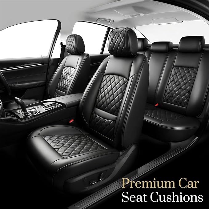Fit Integra Car Seat Covers for Acura Integra 2023-2026 - Premium Leather, Waterproof, All-Weather, Airbag Compatible, Anti-Slip, Breathable, Easy Install, Seat Protectors, Full Set, Black