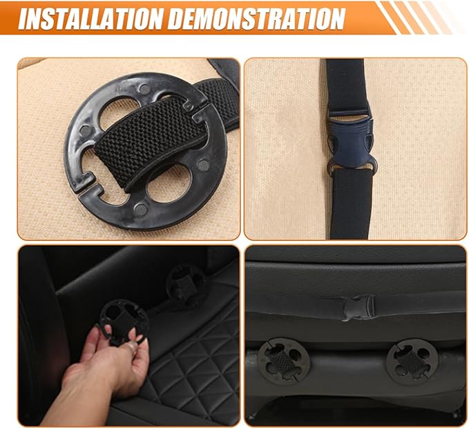 Luxury Faux Leather Car Seat Cover, Anti-Slip Waterproof Universal Front Bottom Seat Protector with Storage Pocket, Triangular Pattern Vehicle Seats Cushion for Sedans, SUVs, Trucks (Black)