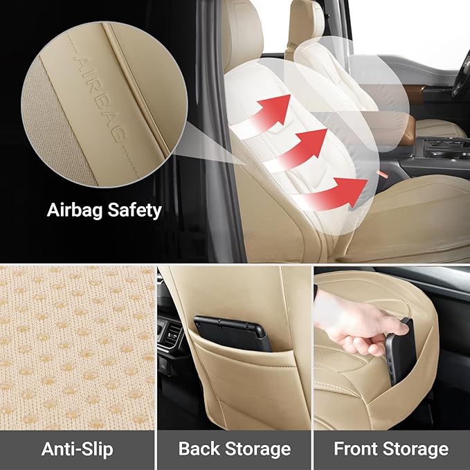 Coverland Custom Fit Car Seat Covers for SUV Compatible with [Raider, Outlander, Pathfinder, Captur, RAV4] Premium Waterproof Non-Slip Interior Seat Protector [Front Beige - Size Chart A26]