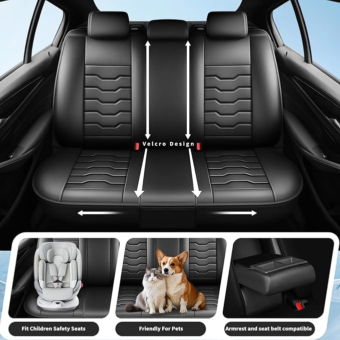 Fit Accord Car Seat Covers Premium Leather for Honda Accord 2012-2025 2026. Waterproof， Breathable, Scratch-Resistant & All-Weather Seat Cushion Protector（Front Seat,Black