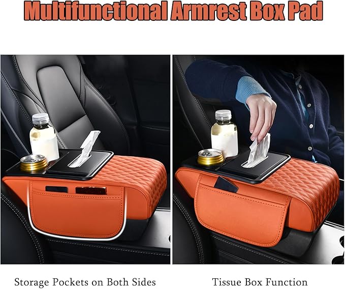 Car Armrest Center Console Cover for Subaru XV/Subaru Crosstrek (GP) 1.Gen 2012 2013 2014 2015 2016 2017, Center Console Pad with Cup Holder, Multifunctional Armrest Cushion,D Grey