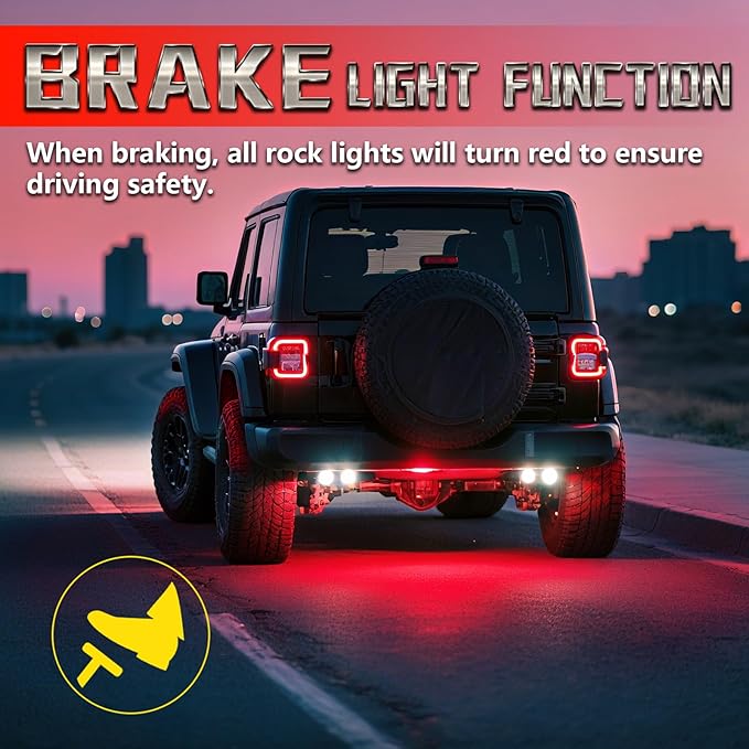 6 Pods Segmented Alloy RGB LED Rock Lights for UTV ATV Golf Cart SXS Trucks Offroad, Waterproof Impact Resistant Metal Underglow Kit with APP/RF Control Sync Music Multi Color Neon Underbody Light