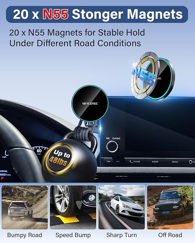 Phone Holder for Mazda 3 2014-2016/CX-3 2016-2021/MX-5 MX5 Miata 2016-2023 Accessories 7-Inch Screen, Car Magnetic Phone Mount Compatible with MagSafe, Magnets Fast Wireless Charger Phone Base