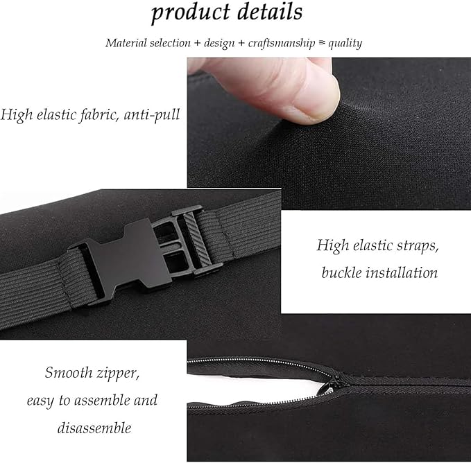 New Car Headrest & Lumbar Support Cushion for Hyundai Santa Fe 2001-2024, Ergonomic Memory Foam Seat Headrest Neck Rest Cushion Breathable Removable Cover for Neck Back Relief,A/Black